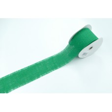 2.5 Inch Emerald Burlap Ribbon With Frayed Edges - Not Wired, 10 Yards (Lot of 1 Spool) SALE ITEM